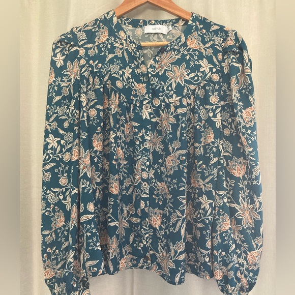 Greylin Teal Ami yoke floral blouse - Picture 6 of 9